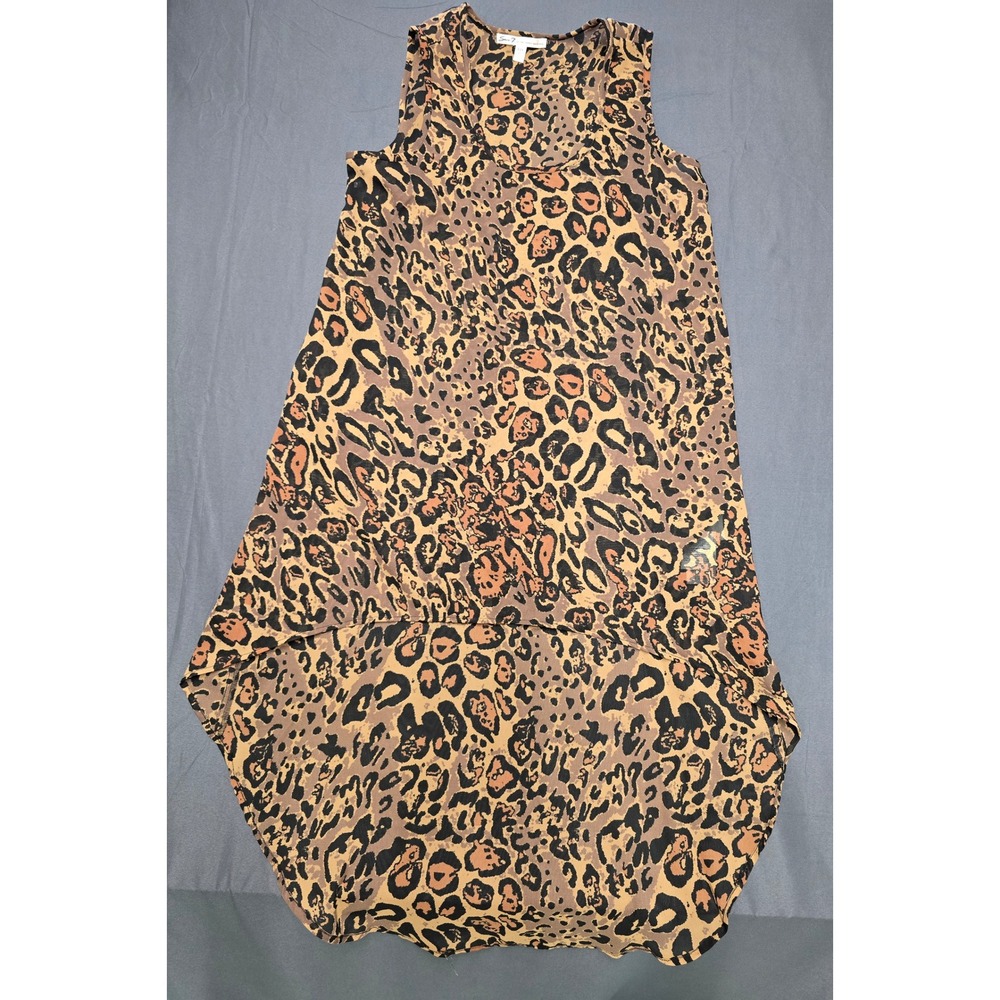 Seven7 Womens Leopard Print Sleeveless High Low Tunic Tank Top Brown Small